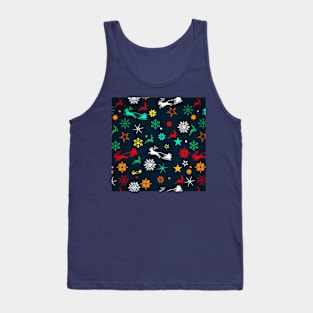 Christmas Santa and Reindeer Pattern Tank Top